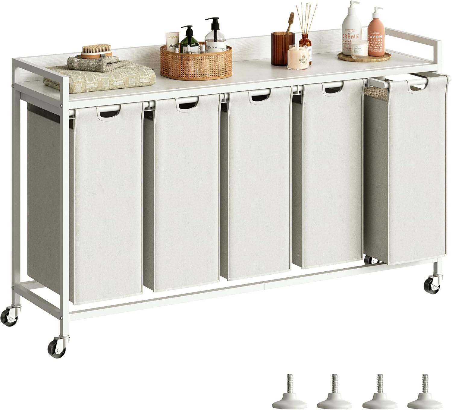 Laundry Hamper with Shelf and Removable Bags for Easy Sorting