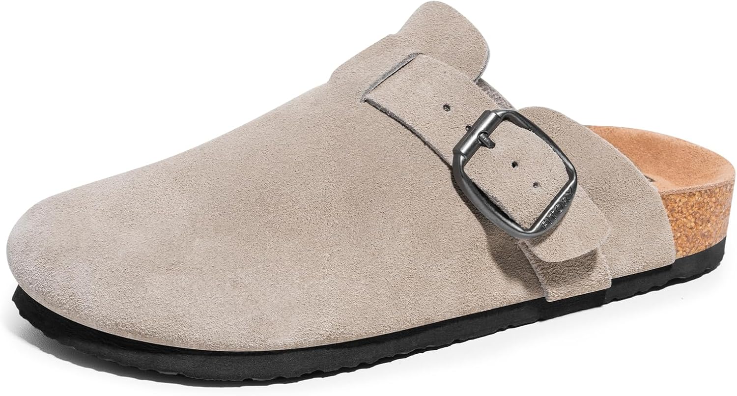 FITORY Mens Suede Clogs with Arch Support for Comfort and Style