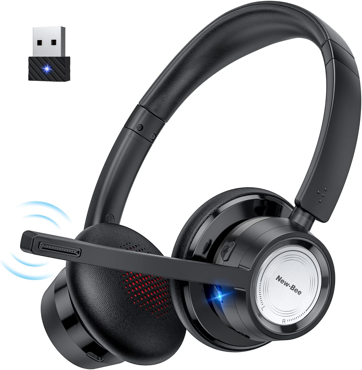 New Bee Wireless Headset with Noise Cancelling Microphone