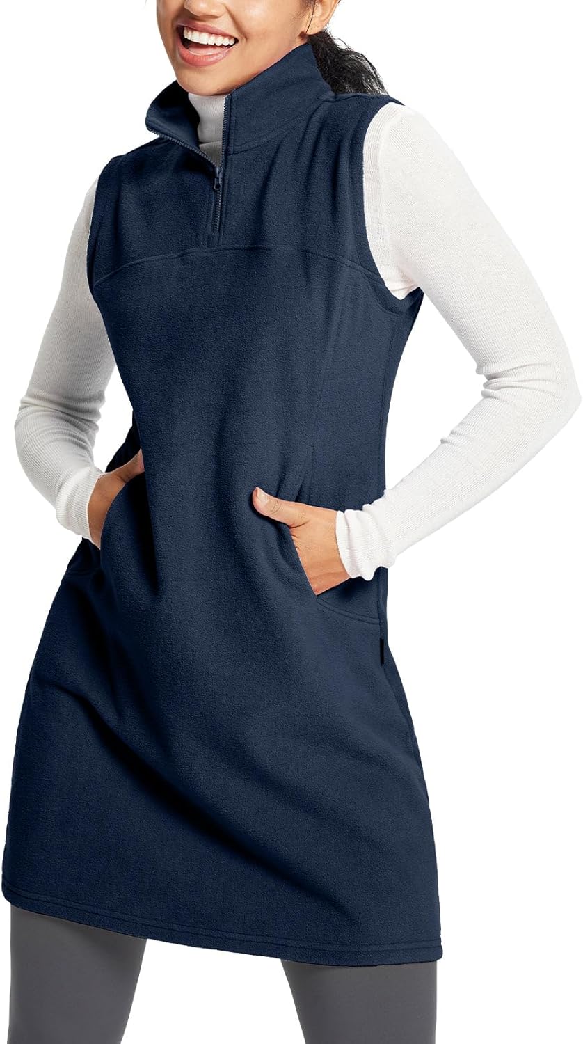 Baleaf Women's Polar Fleece Dress Long Vest for Winter Comfort