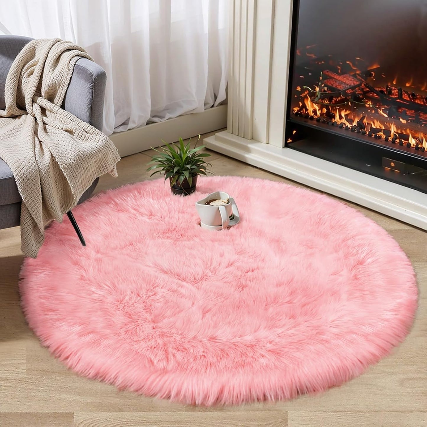 Soft & Stylish Pink Fluffy Rug for Kids, Teens - Ciicool