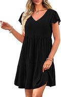 PRETTYGARDEN Womens Summer Casual Cap Sleeve Ruffle Dresses