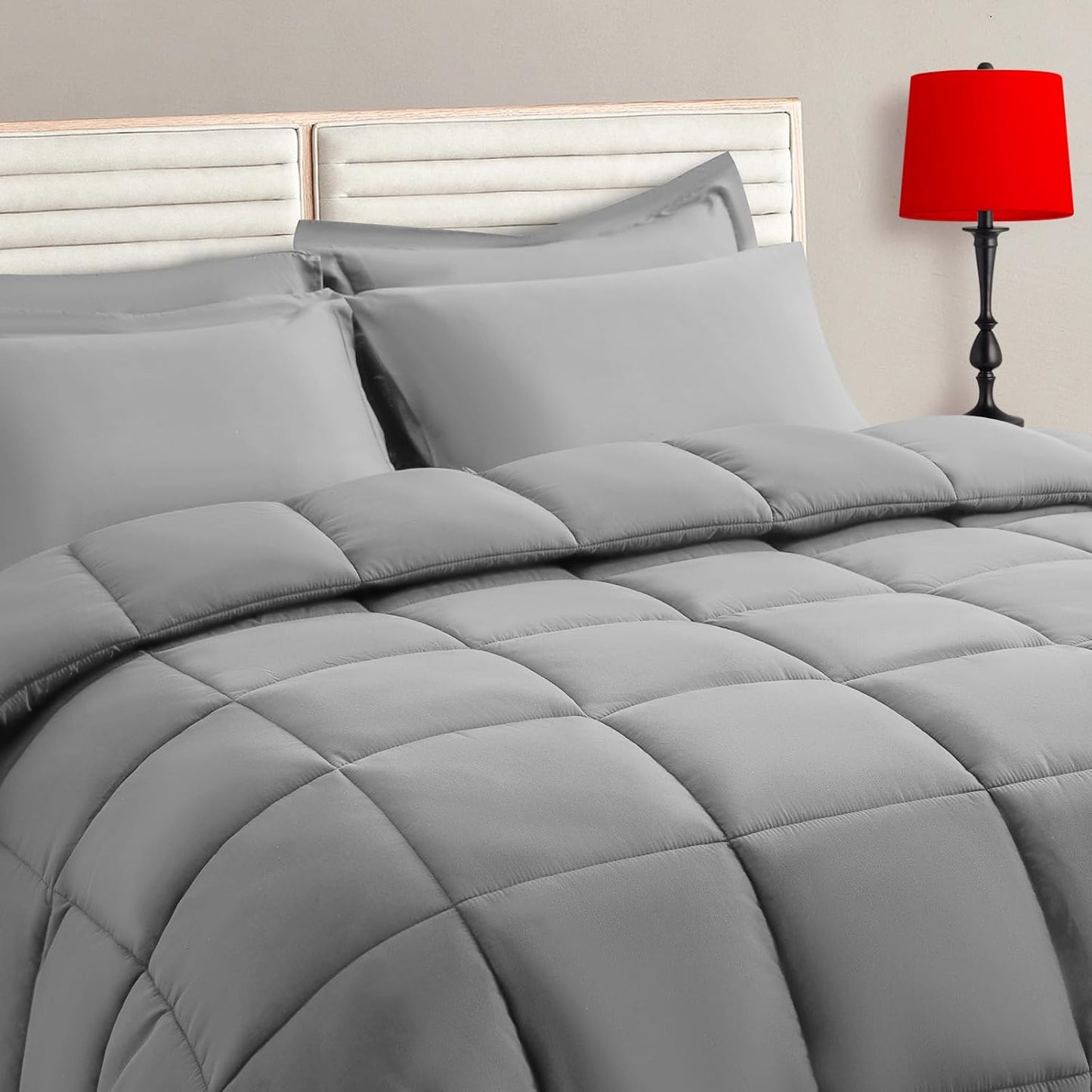 TAIMIT Grey Twin Size Comforter Set - 5 Pieces for Cozy Sleep