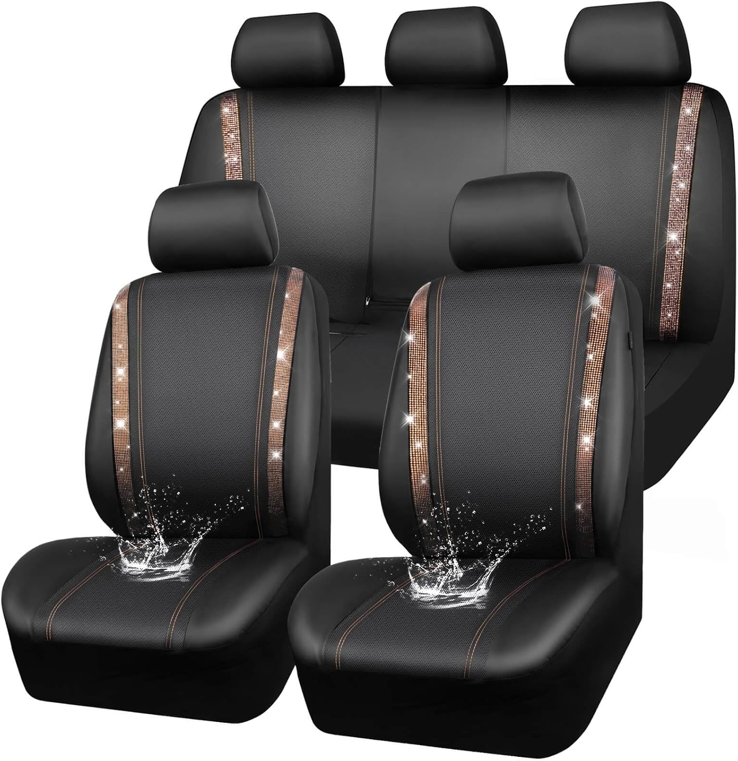 Bling Diamond Car Seat Covers Full Set with Rhinestones