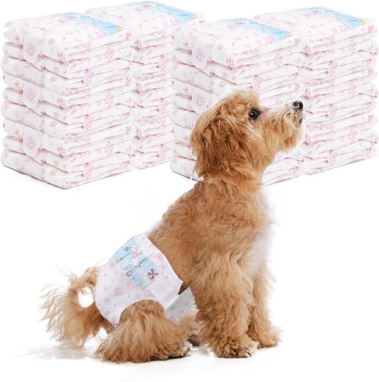 Super Absorbent Pink Dog Diapers - 90 Pack S