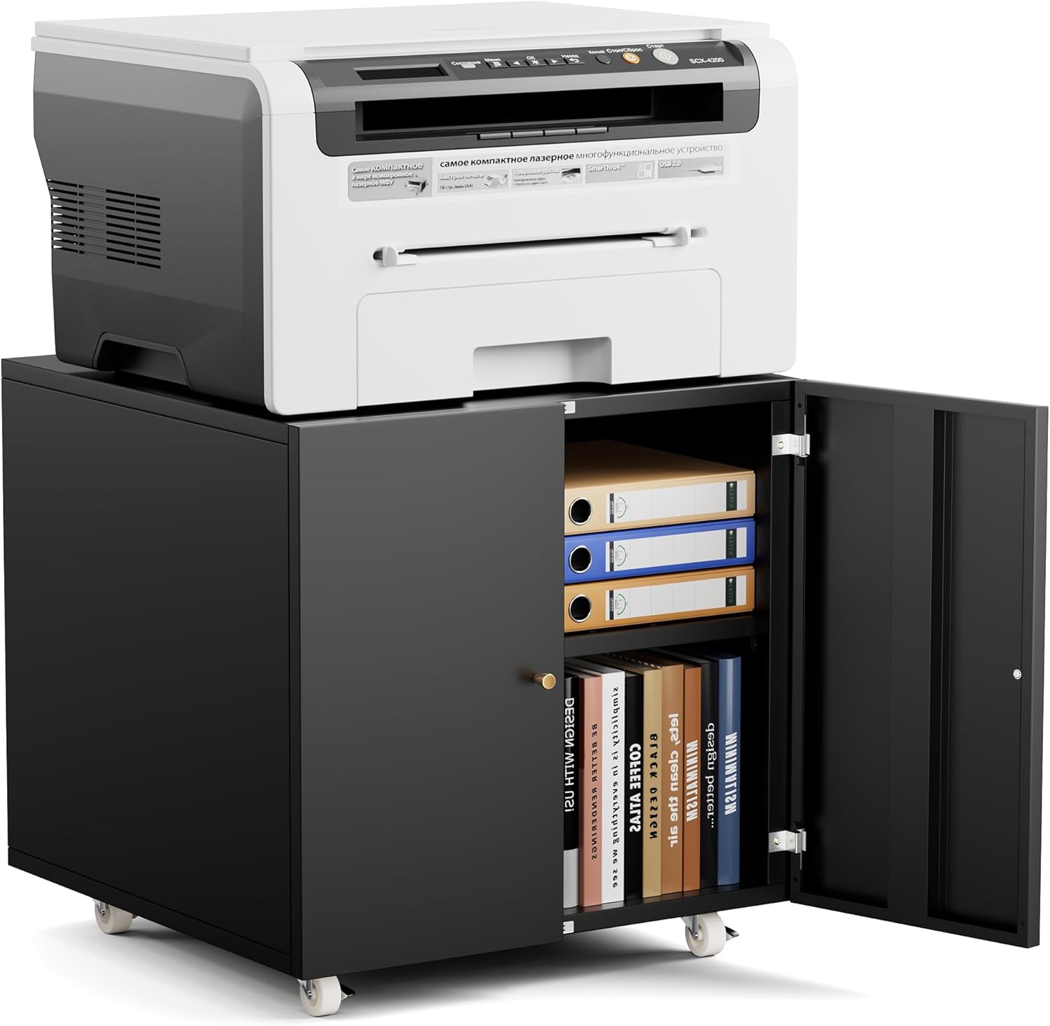 Mobile Printer Stand with Storage & Wheels - Organize with Ease!