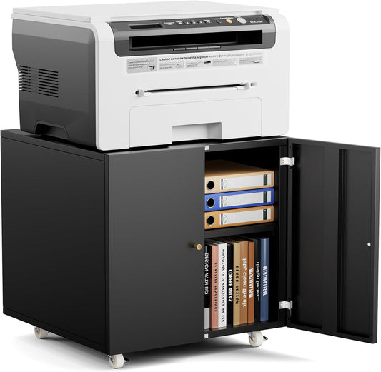 Mobile Printer Stand with Storage & Wheels - Organize with Ease!