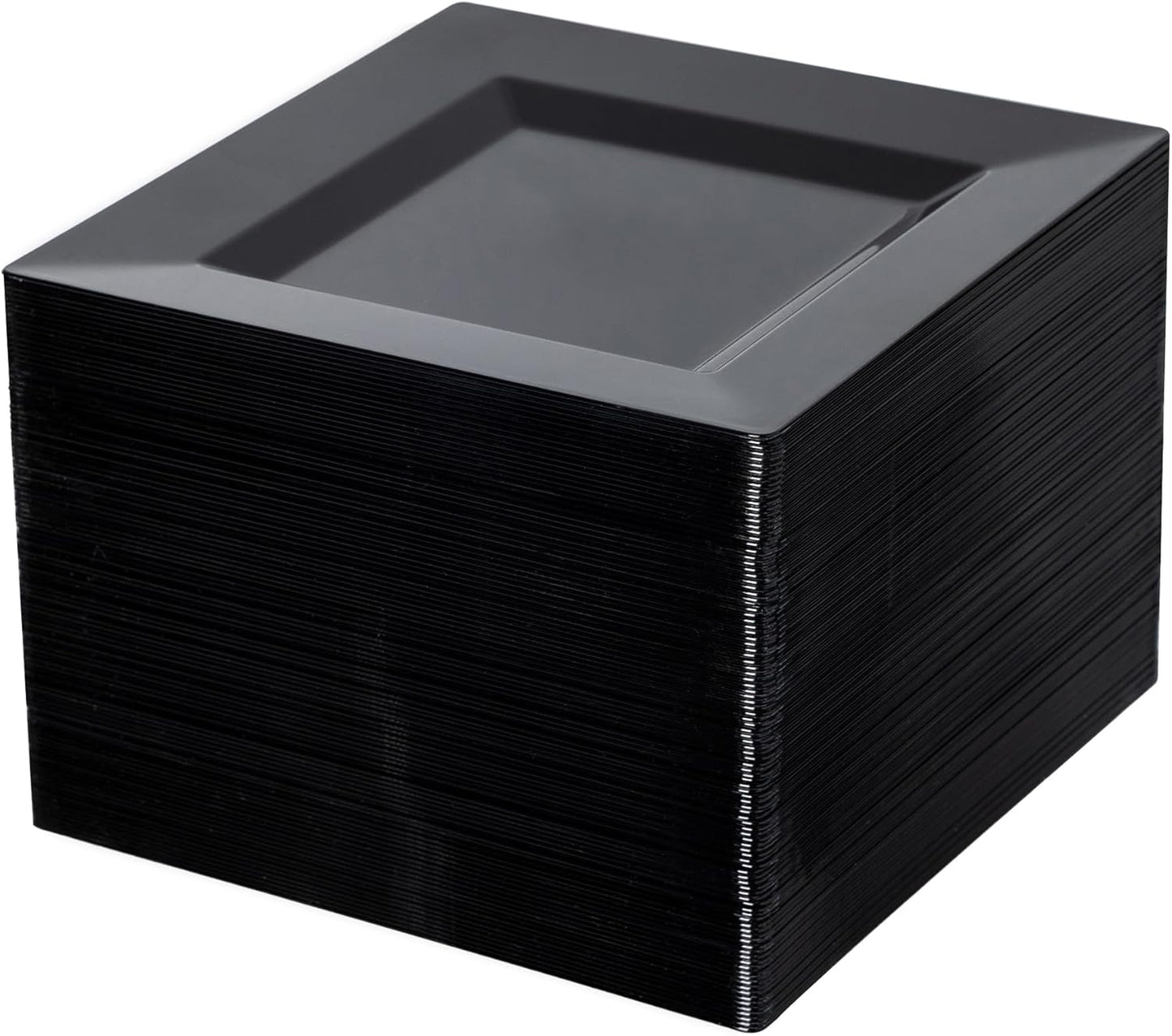 100 Pack Black Plastic Square Dessert Plates for Any Occasion