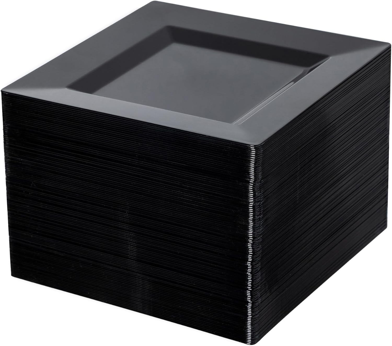 100 Pack Black Plastic Square Dessert Plates for Any Occasion