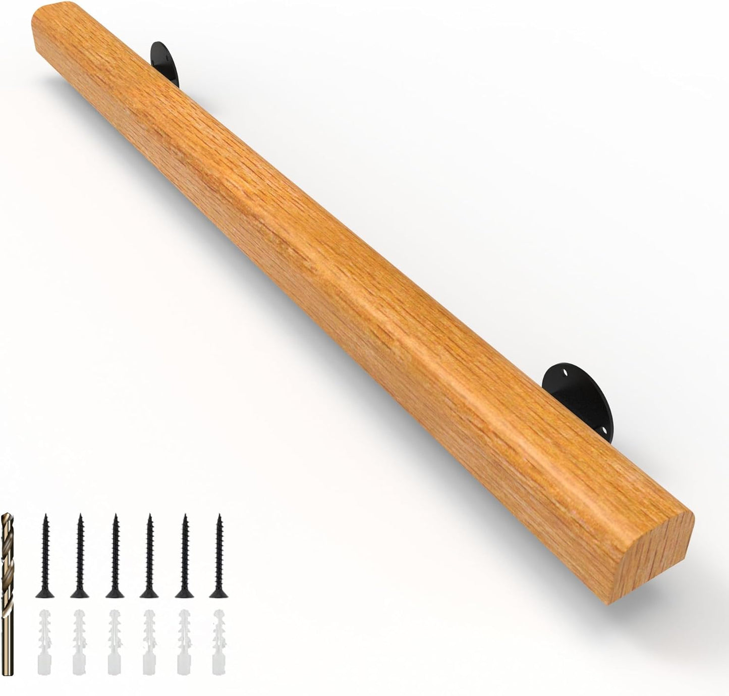 4FT Wood Stair Handrails for Indoor Outdoor Use - Non-Slip Design