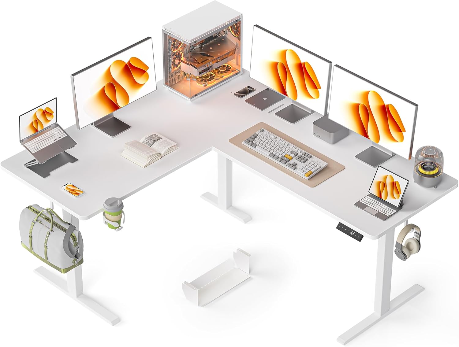 63X55 Inches Reversible L Shaped Standing Desk for Home Office