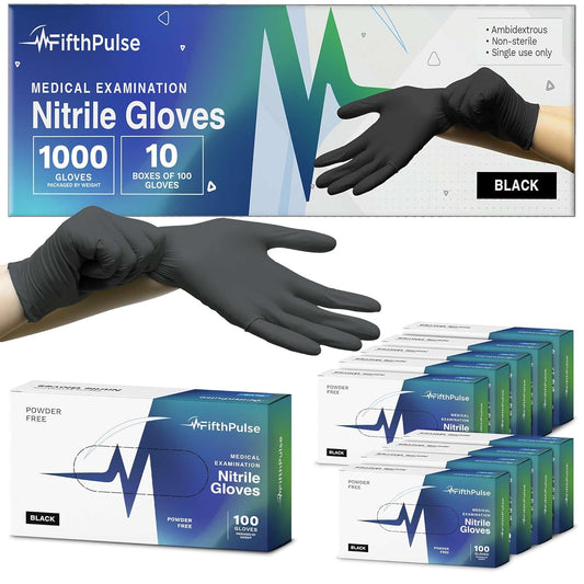 1000 Black Nitrile Gloves - Medical Grade - Latex-Free - Powder-Free