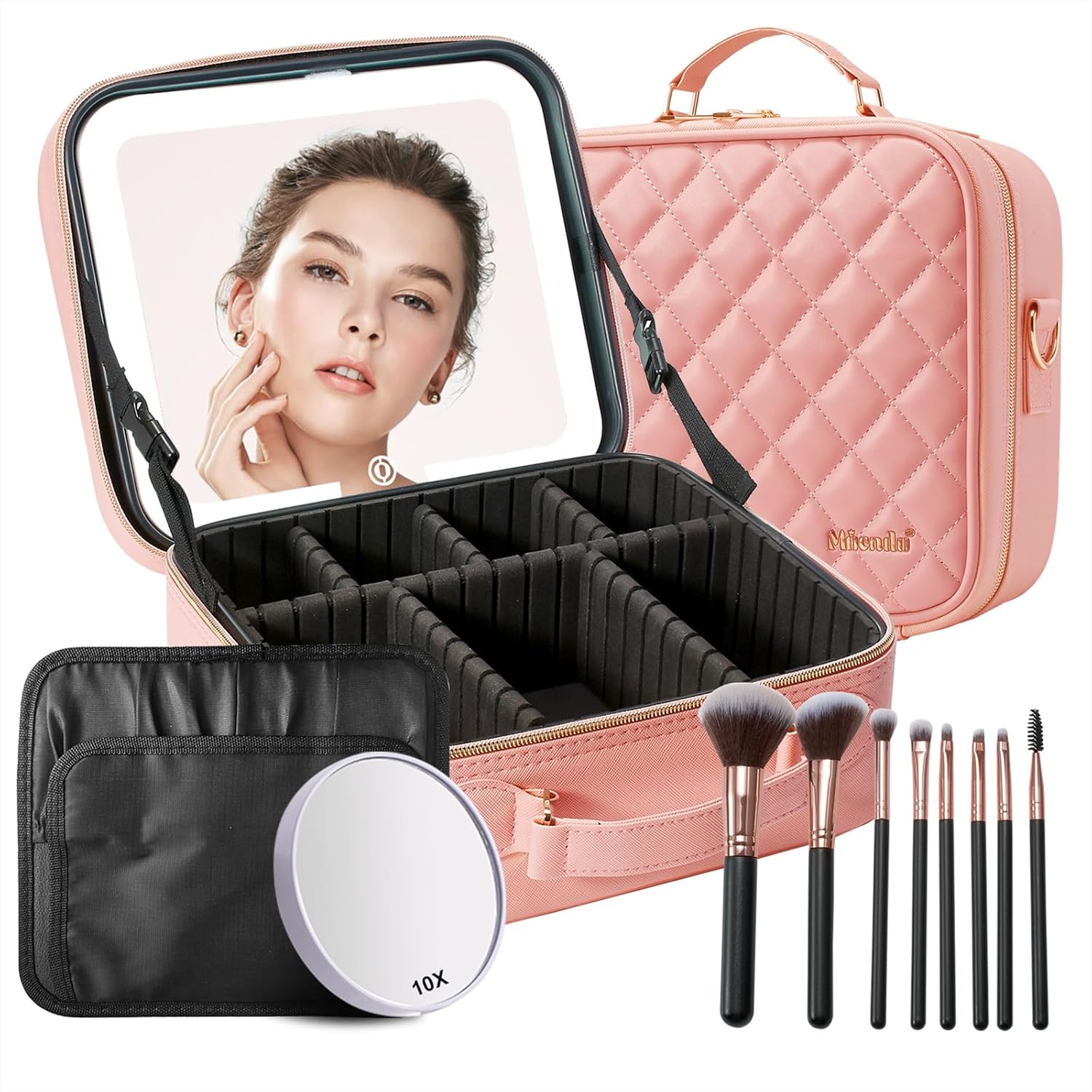 Mocado Travel Makeup Bag with LED Lighted Mirror for Beauty
