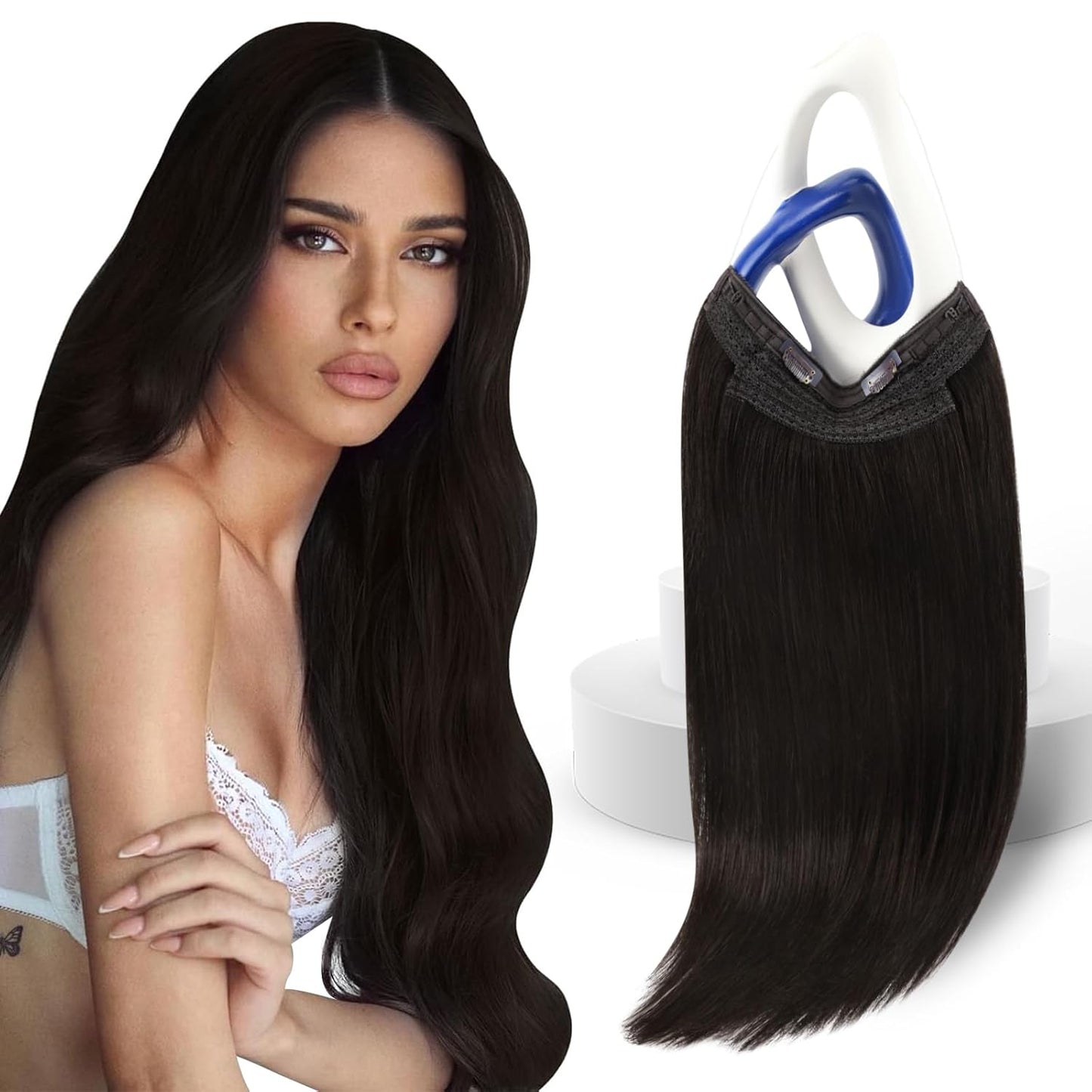 Real Human Hair Extensions with Invisible Wire for Effortless Style