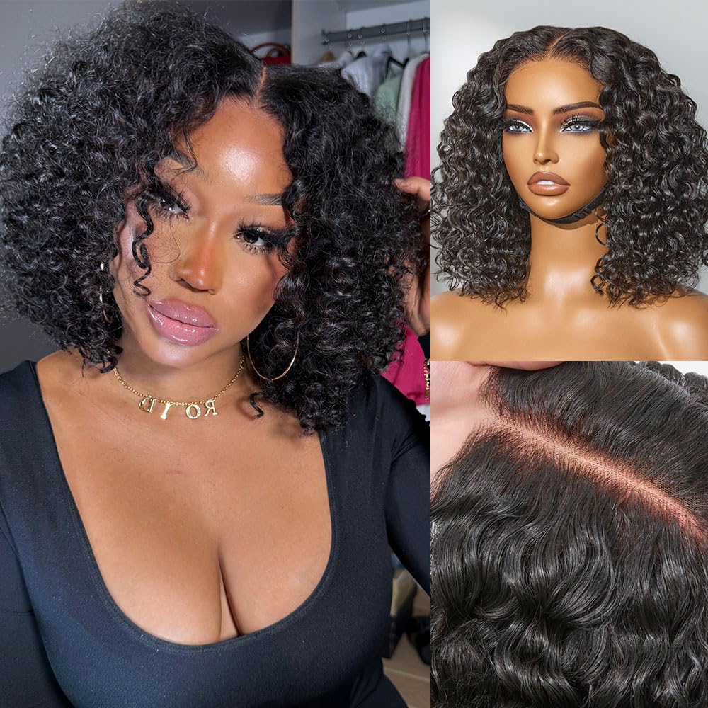 LUVME HAIR 5X5 Deep Curly 12in Human Hair Wig for Natural Look