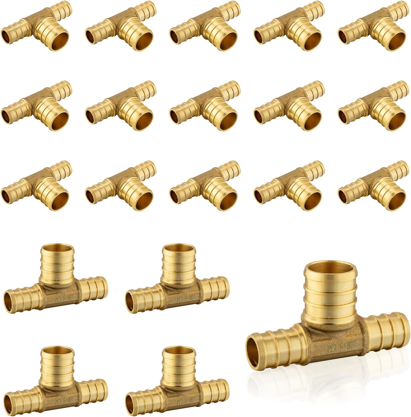 20-Pack PEX Fittings for Plumbing, 1/2in x 1/2in x 3/4in Tee