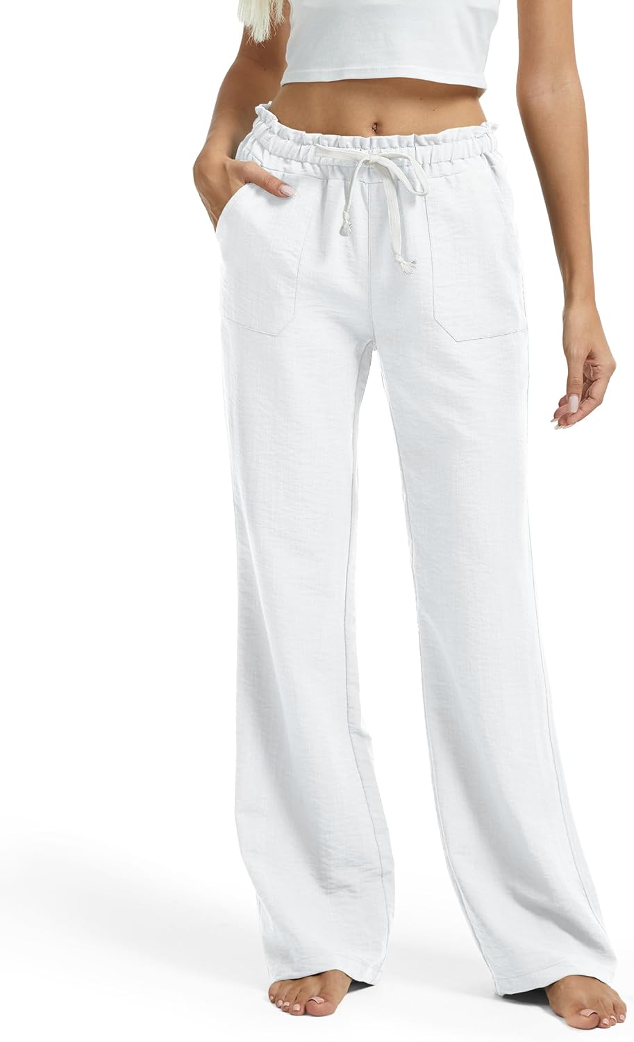 Tall Women Casual Linen Pants for Summer with Pockets
