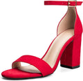 Chunky Block Heels Womens 3.5 in Open Toe Ankle Strap - Dress Sandals