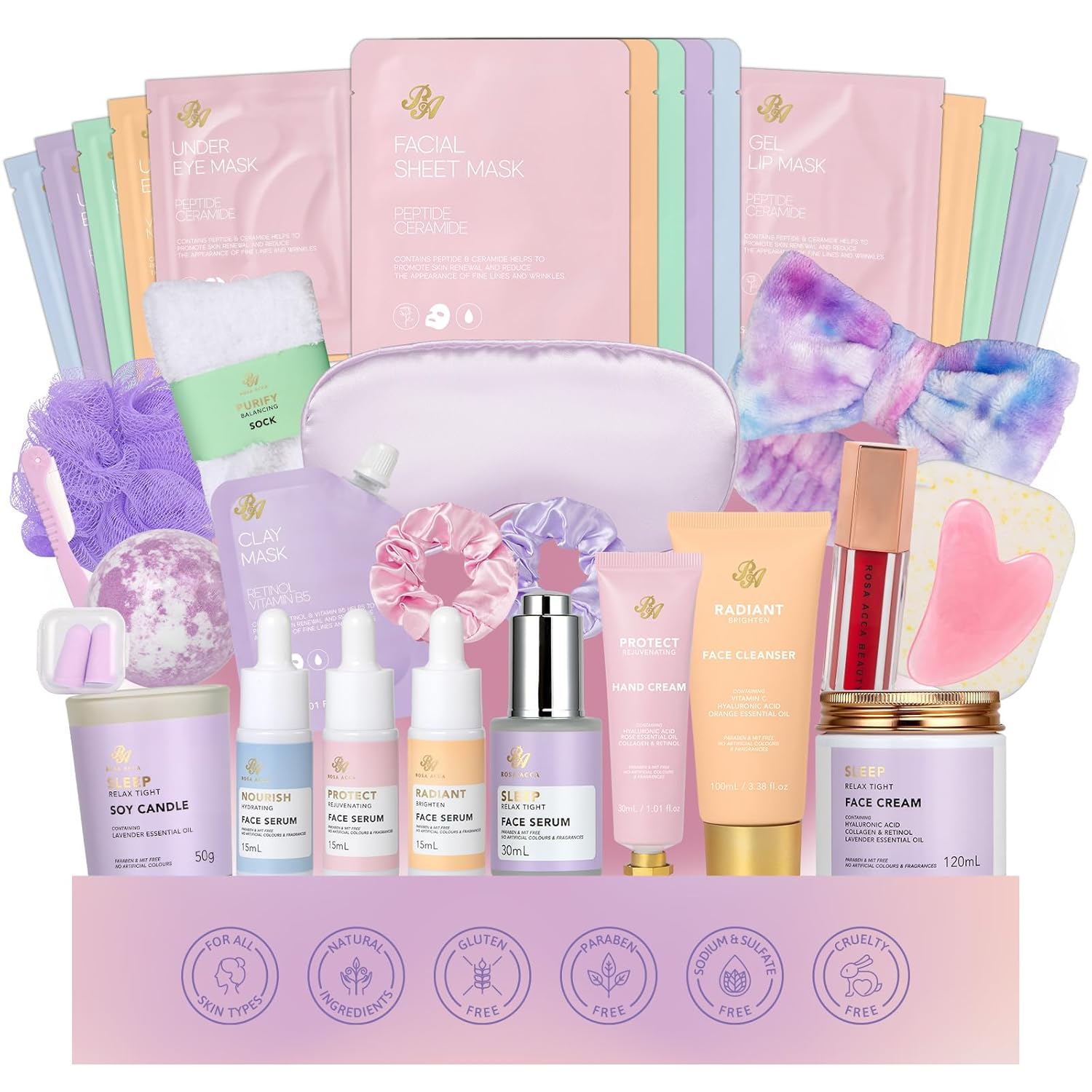 38 Pcs Skin Care Face Sheet Mask & Spa Gift Set for Women