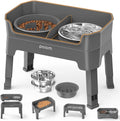 Elevated Slow Feeder Dog Bowls - Adjustable 4-in-1 Raised Stand
