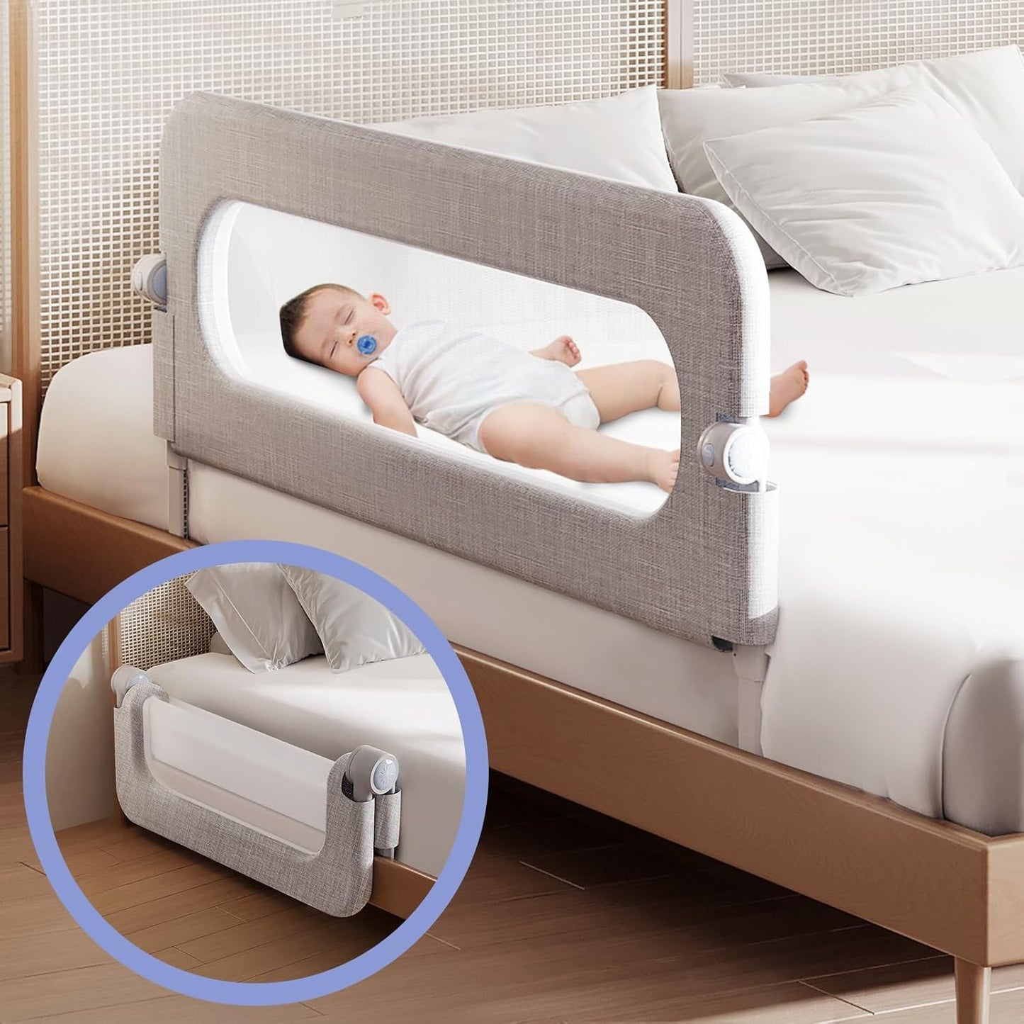 Baby Bed Rails Guard for Toddlers - Adjustable & Foldable Safety