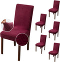Genina Chair Covers for Dining Room Chairs - Stretch Wine Red (6 PCS)