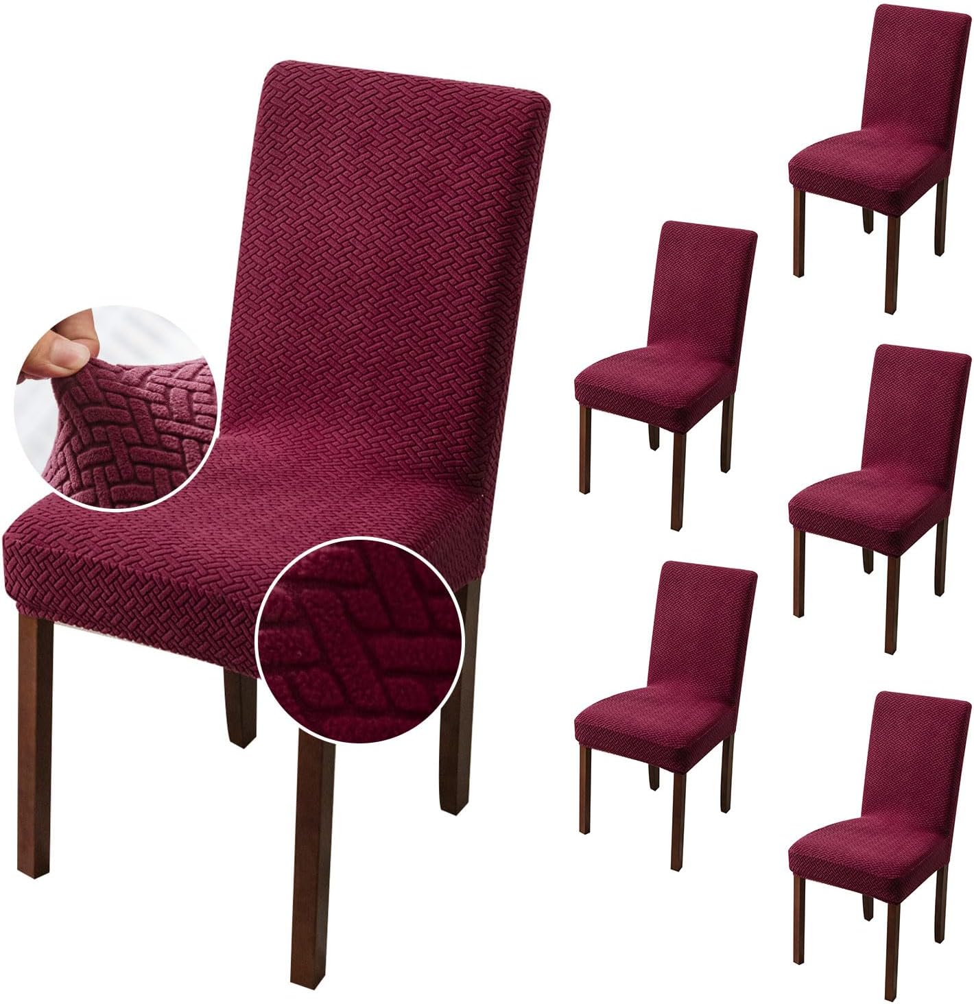 Genina Chair Covers for Dining Room Slipcovers in Wine Red