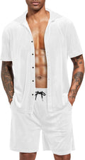 Men Velvet Short Sets 2 Piece Tracksuit - Summer Casual Outfit
