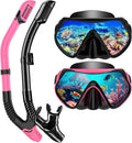 Snorkeling Gear for Adults 180 Panoramic Dry-Top Snorkel Set - Clear