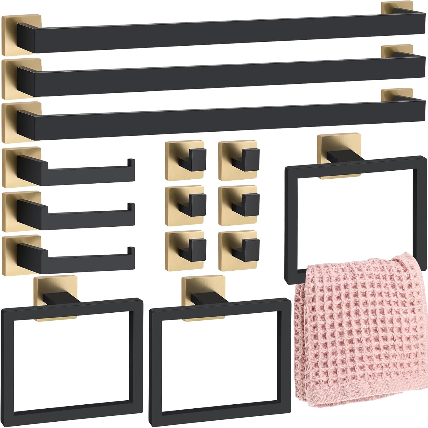 Gisafai 15 Pcs Bathroom Hardware Accessories Set for Modern Homes