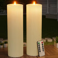 14 in x 4 in Large Outdoor Flameless Candles 2 Pack - Waterproof Timer
