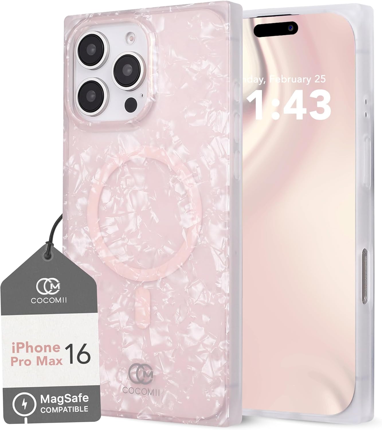 Cocomii Rectangle Case for iPhone 16 Pro Max - Glossy Pink Style