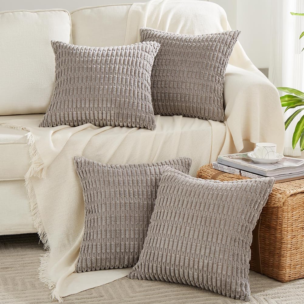 Fancy Homi 4 Packs Grey Decorative Throw Pillow Covers 22x22