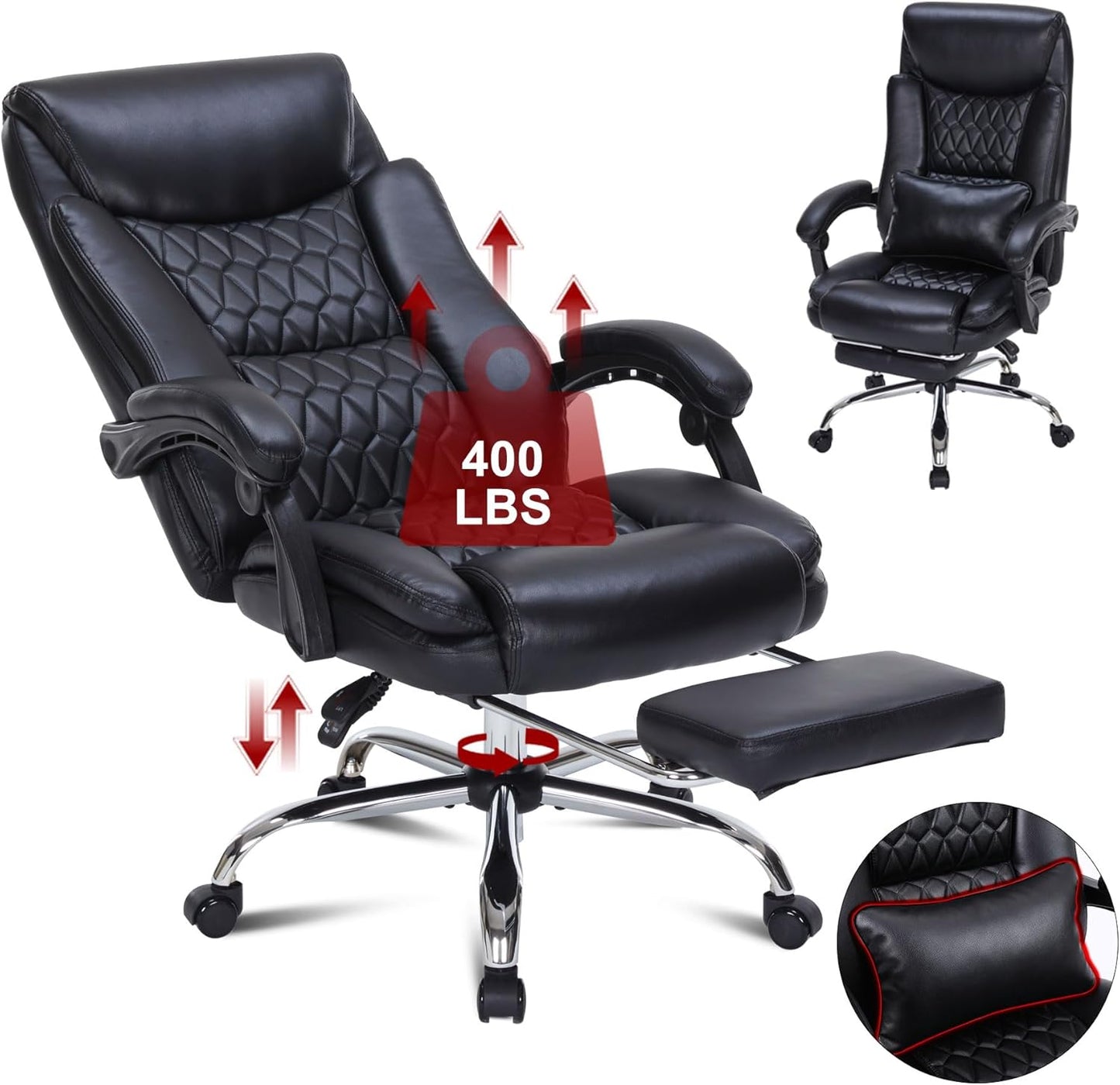 400lbs Reclining Executive Office Chair with Foot Rest for Comfort