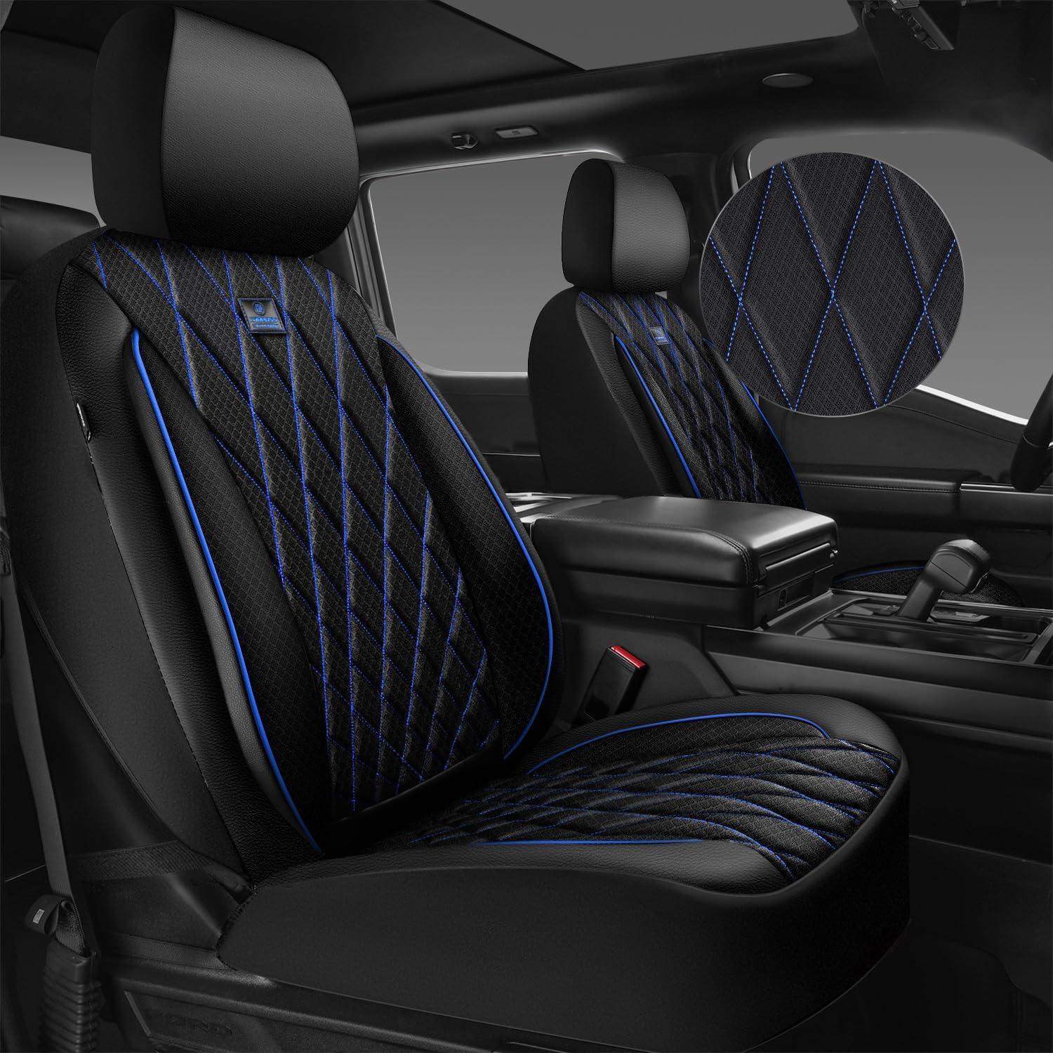 CAR PASS Thick Foam 3D Air Mesh Leather Car Seat Covers for Comfort