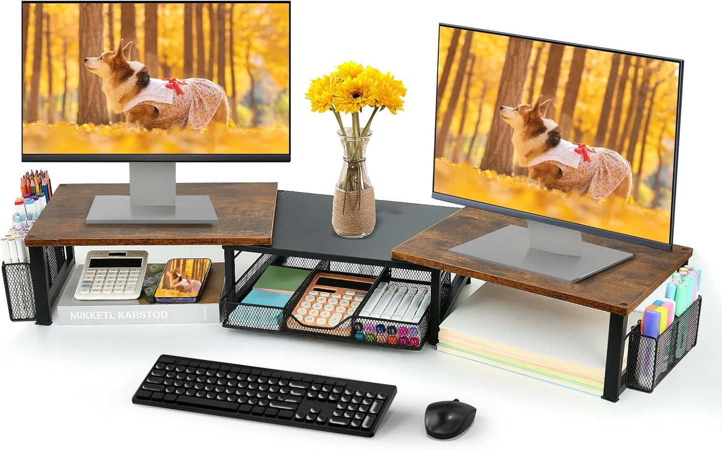 OPNICE Wood Desk Monitor Riser - Declutter Your Desk!