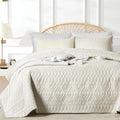 Full/Queen Quilt Set Boho Solid Cream - Lightweight All-Season
