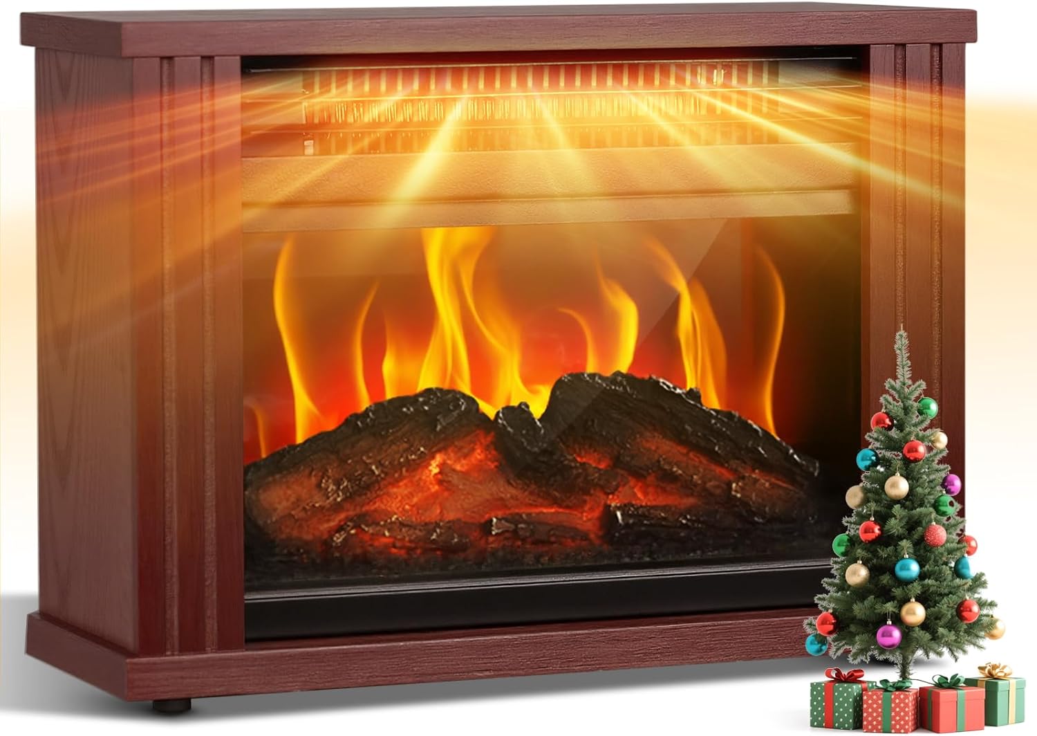 Electric Fireplace Heater with 3D LED Flame for Cozy Ambience