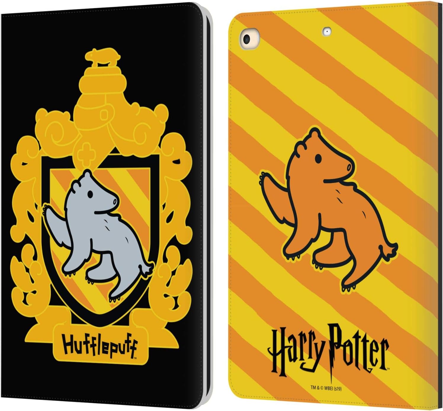 Harry Potter Hufflepuff Crest Leather Wallet Case for iPad 9.7