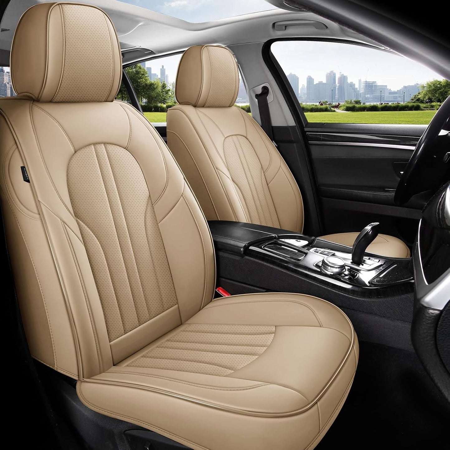 Car Seat Covers Waterproof Protector for Front Seats Beige