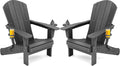 Foldable Adirondack Chair Set of 2 - Weather-Resistant HDPE Comfort