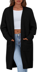 Fall Long Sleeve Cardigan for Women - Open Front Midlength Knit