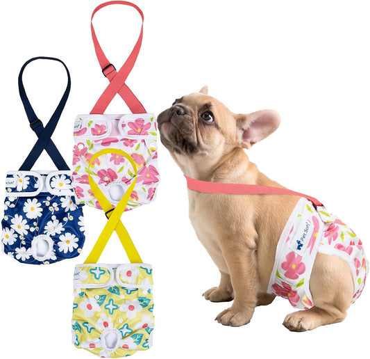 Escape-Proof Washable Dog Diapers (3 Pack) - Super Absorbent & Secure Fit