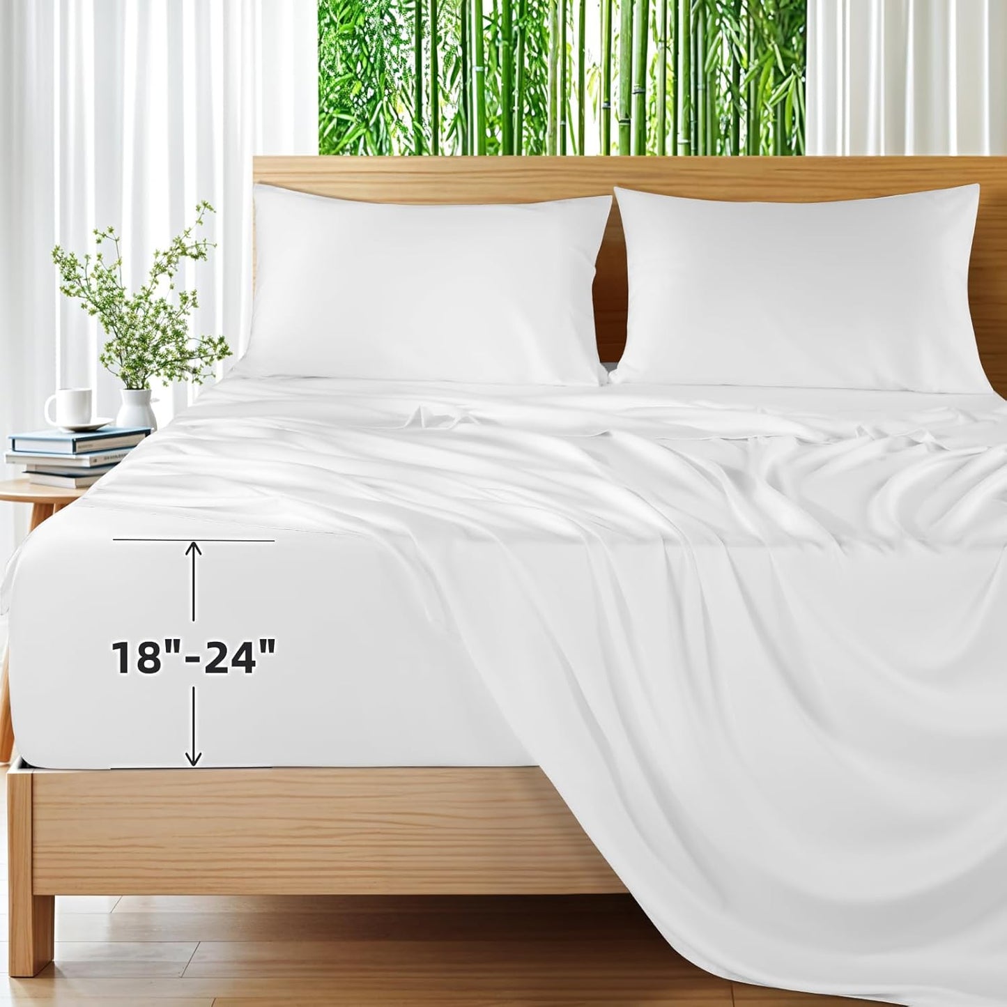 100% Bamboo Sheets for King Size Bed, Extra Deep Pocket Comfort