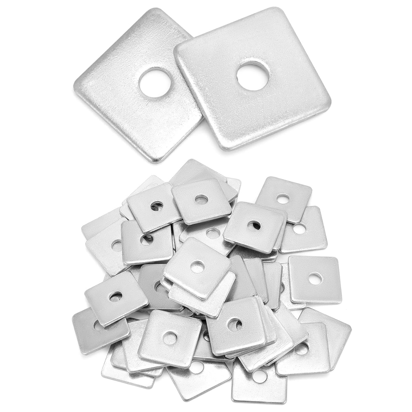 QWORK 50-Pack Galvanized Square Washers for Industrial Use