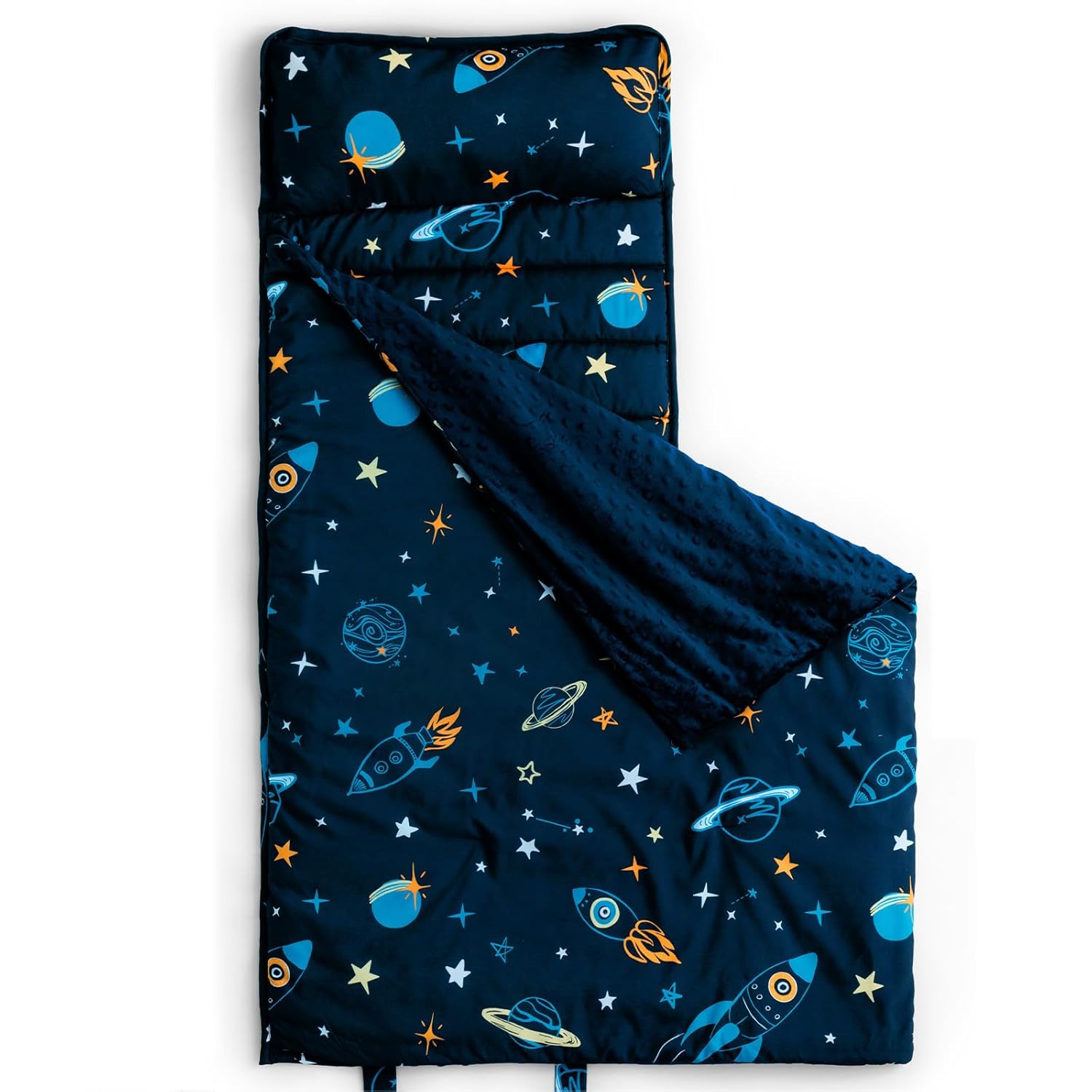 Minky Toddler Nap Mat with Removable Pillow for Cozy Sleep