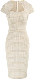 GRACE KARIN Women's Gorgeous Pencil Dress Cap Sleeve Tweed - Sleek