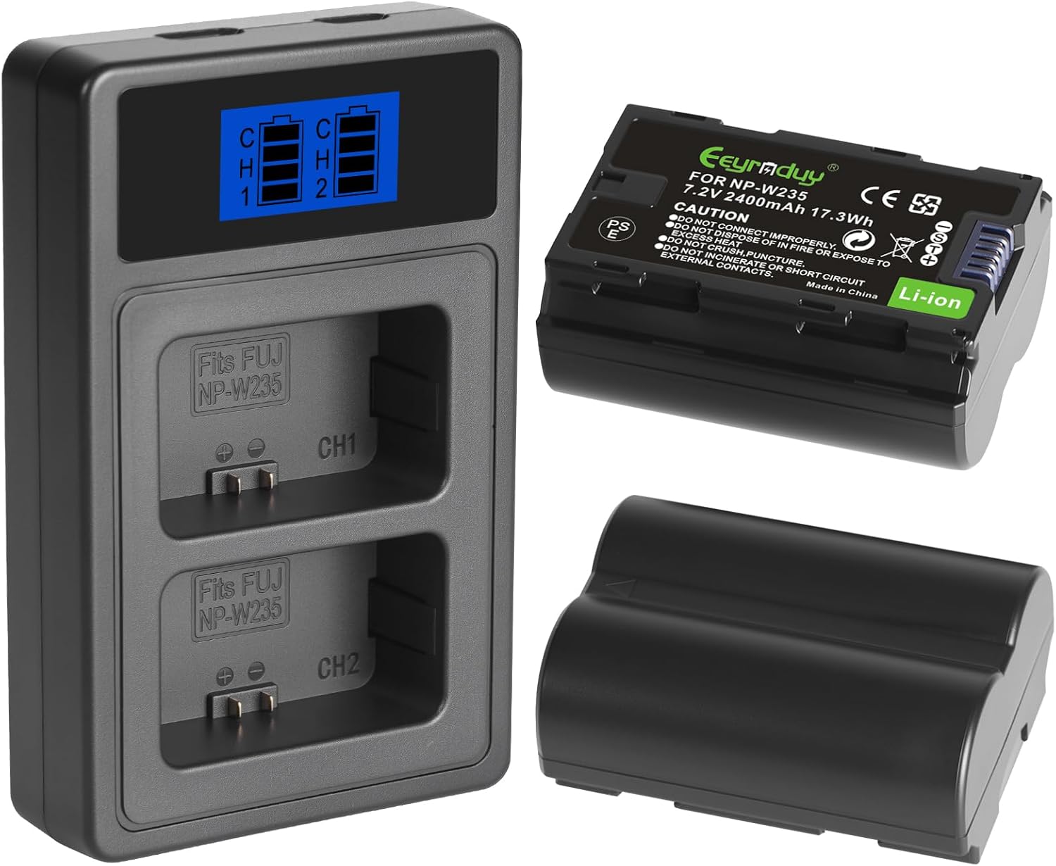NP-W235 Battery 2Pack and Charger Set for Fujifilm Cameras