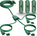 Outdoor Extension Cord 25FT 1 to 3 Splitter - Weatherproof Holiday