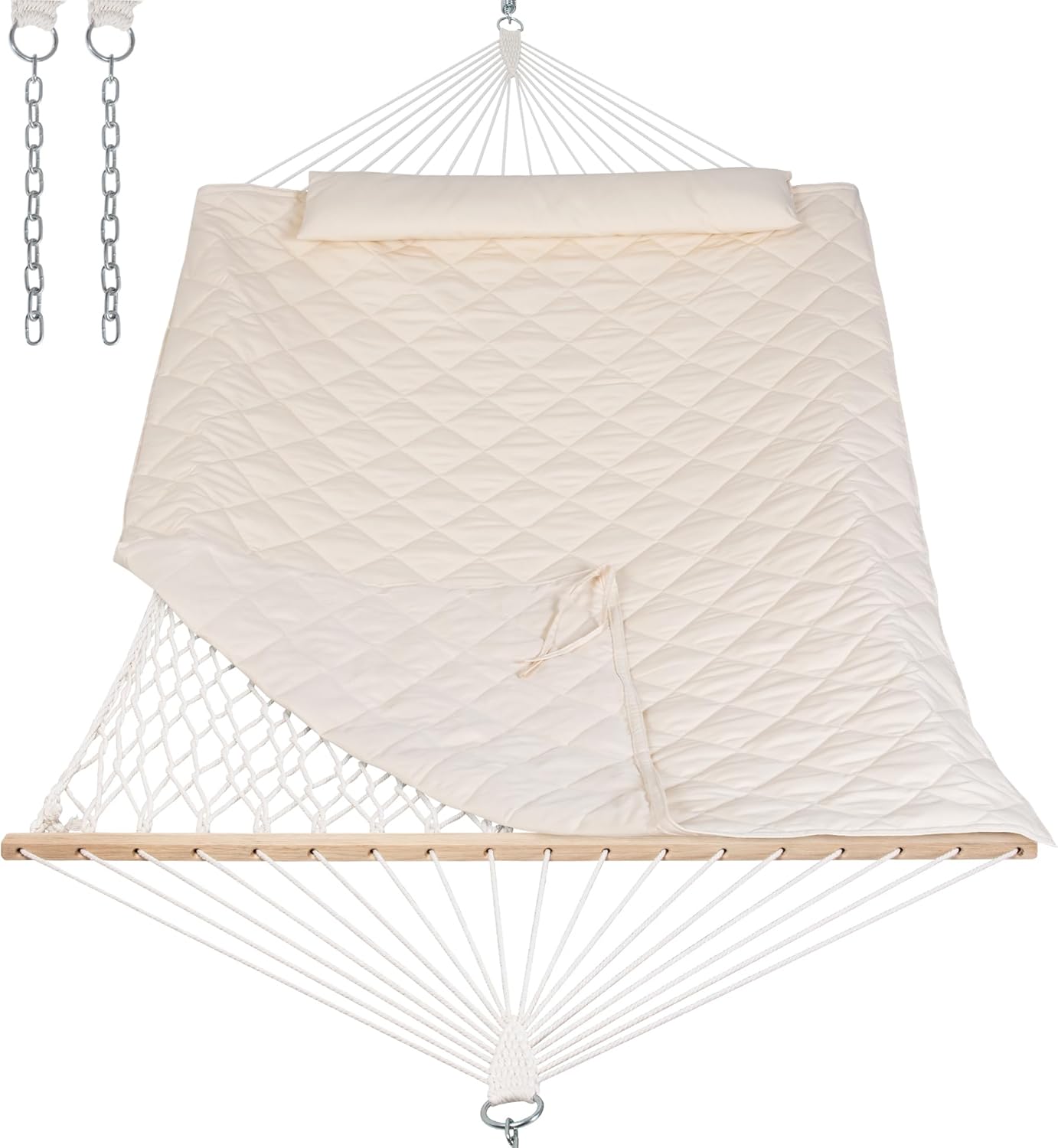 ANOW Outdoor Rope Hammock with Spreader Bars for Two Persons